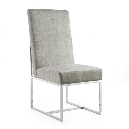 Manhattan Comfort Element Velvet Dining Chair in Steel (Set of 2) 2-DC030-ST